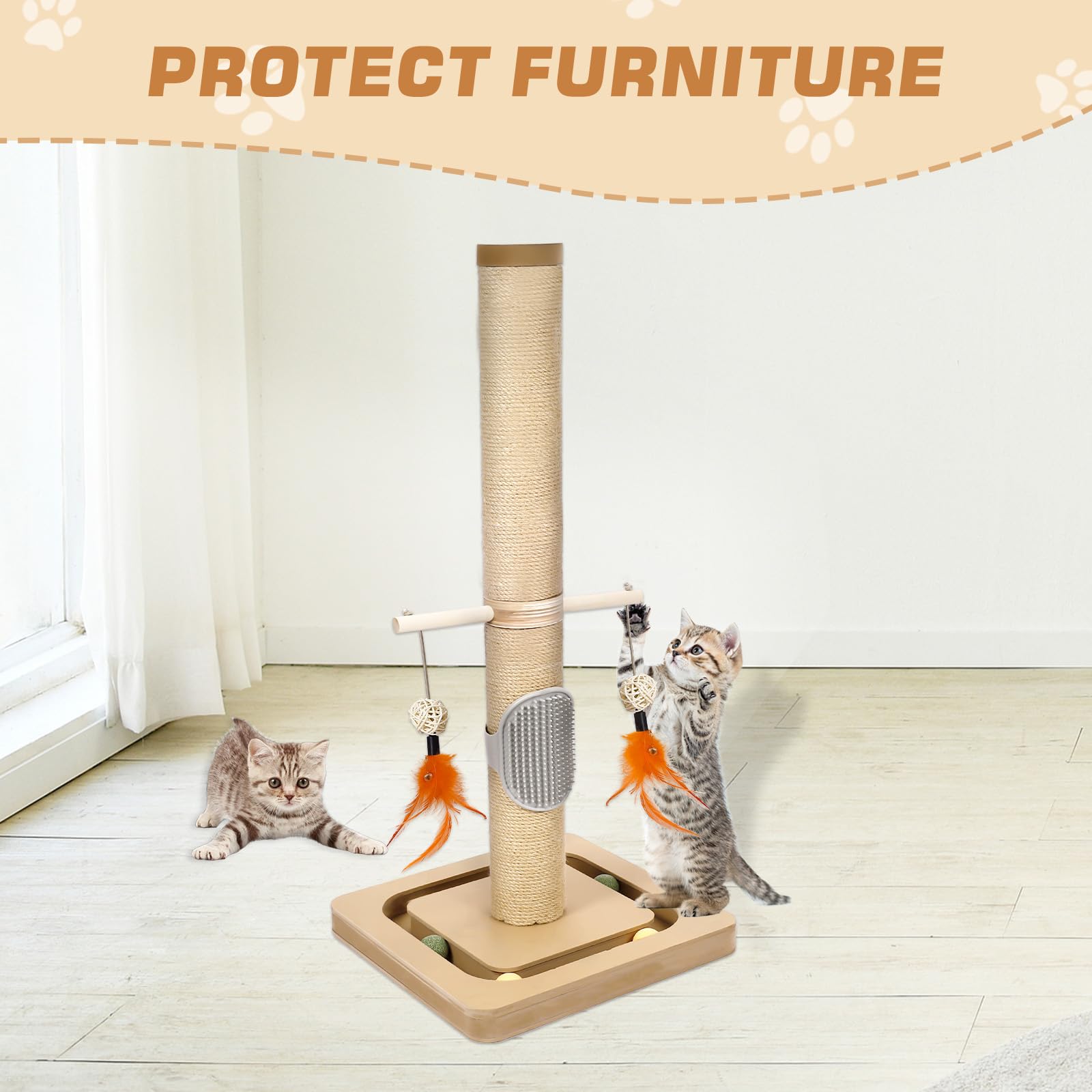 GiliGlue 27" Premium Floral Cat Tree - 3-in-1 Activity Center for Kittens & Adult Cats