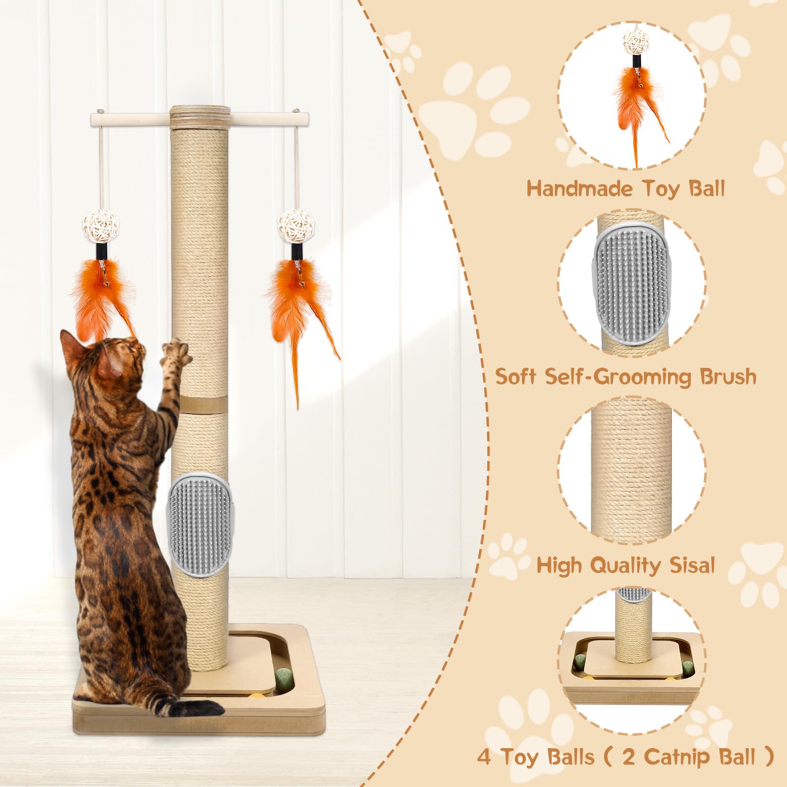 GiliGlue 27" Premium Floral Cat Tree - 3-in-1 Activity Center for Kittens & Adult Cats