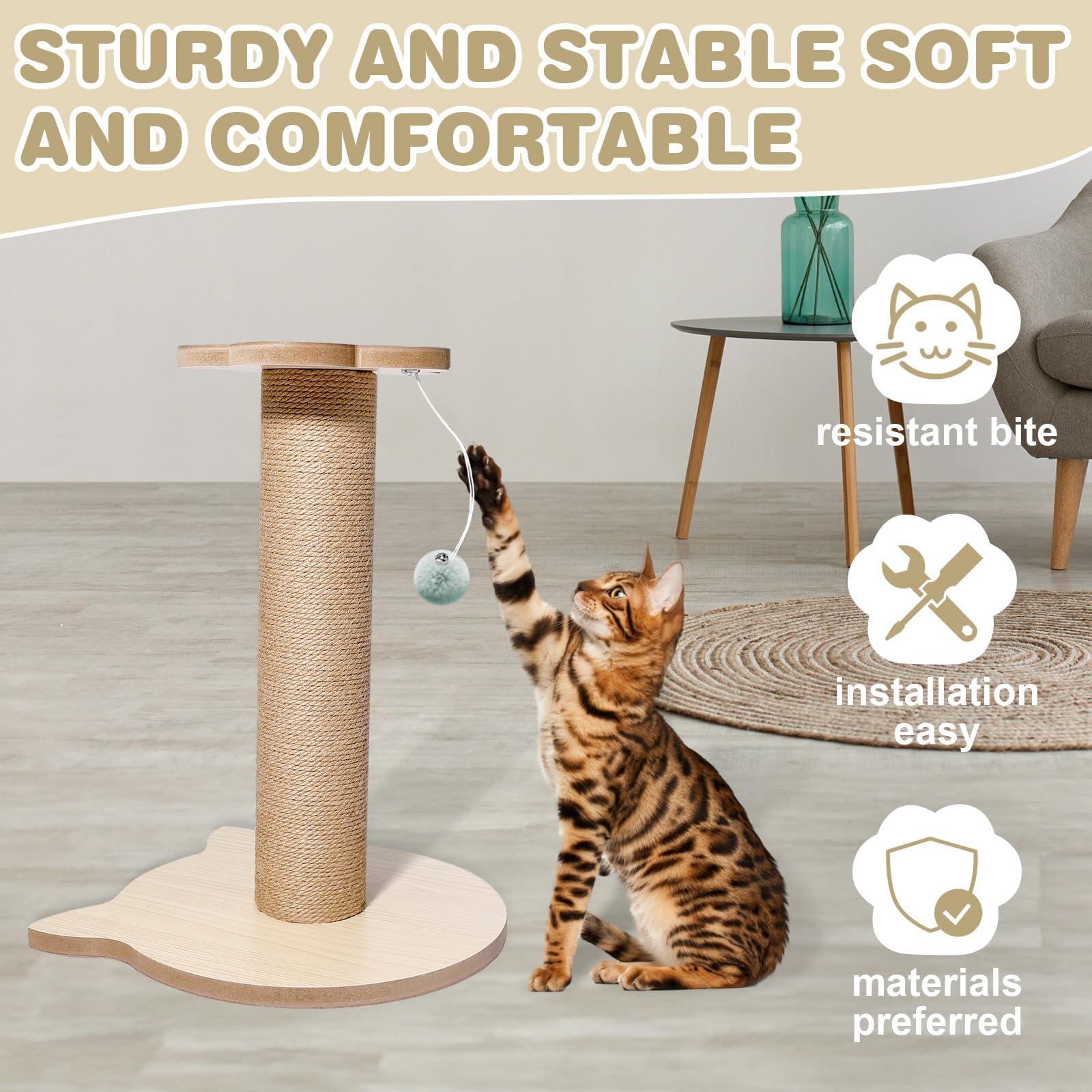 Bloom Series Floral Cat Scratching Post - 18" Pink